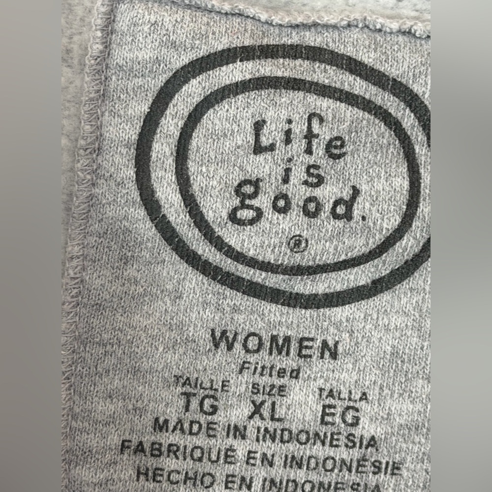 LIFE IS GOOD “Do What you Love”patch Heather Gray Zip-Up Hoodie Jacket w pockets - Picture 4 of 12